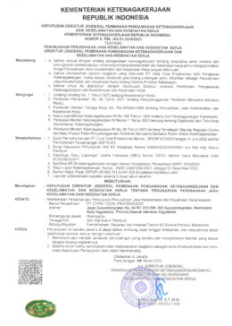Surat Keputusan Penunjukan Perusahaan Jasa Keselamatan dan Kesehatan Kerja PJK3 Proteksi Kebakaran